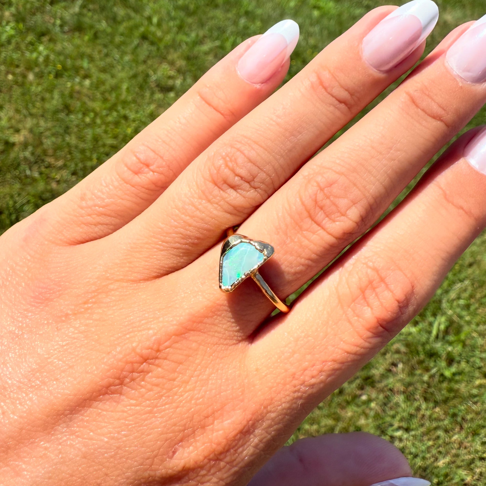 Opal Solitaire Ring in Yellow Gold