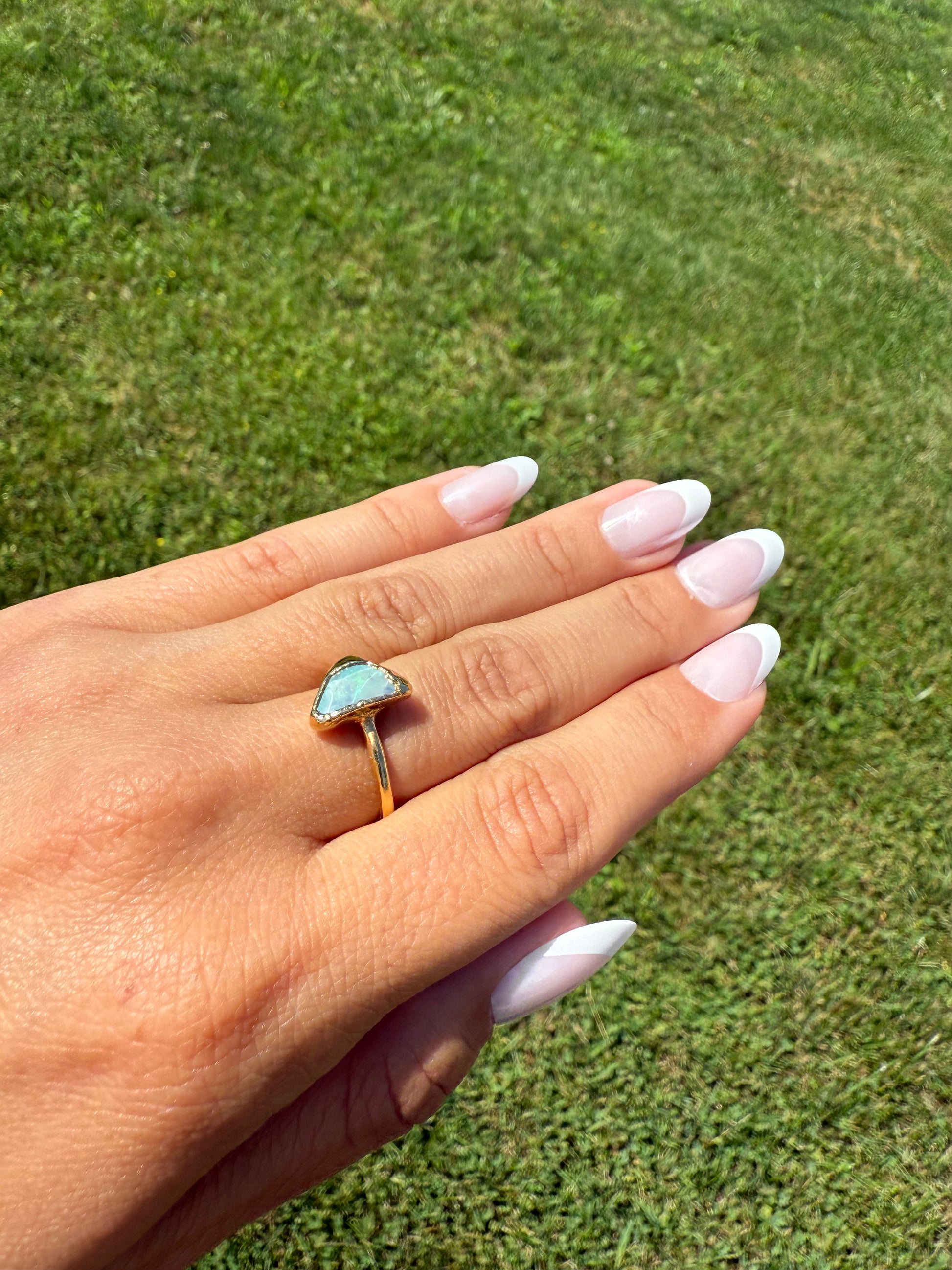 Opal Solitaire Ring in Yellow Gold