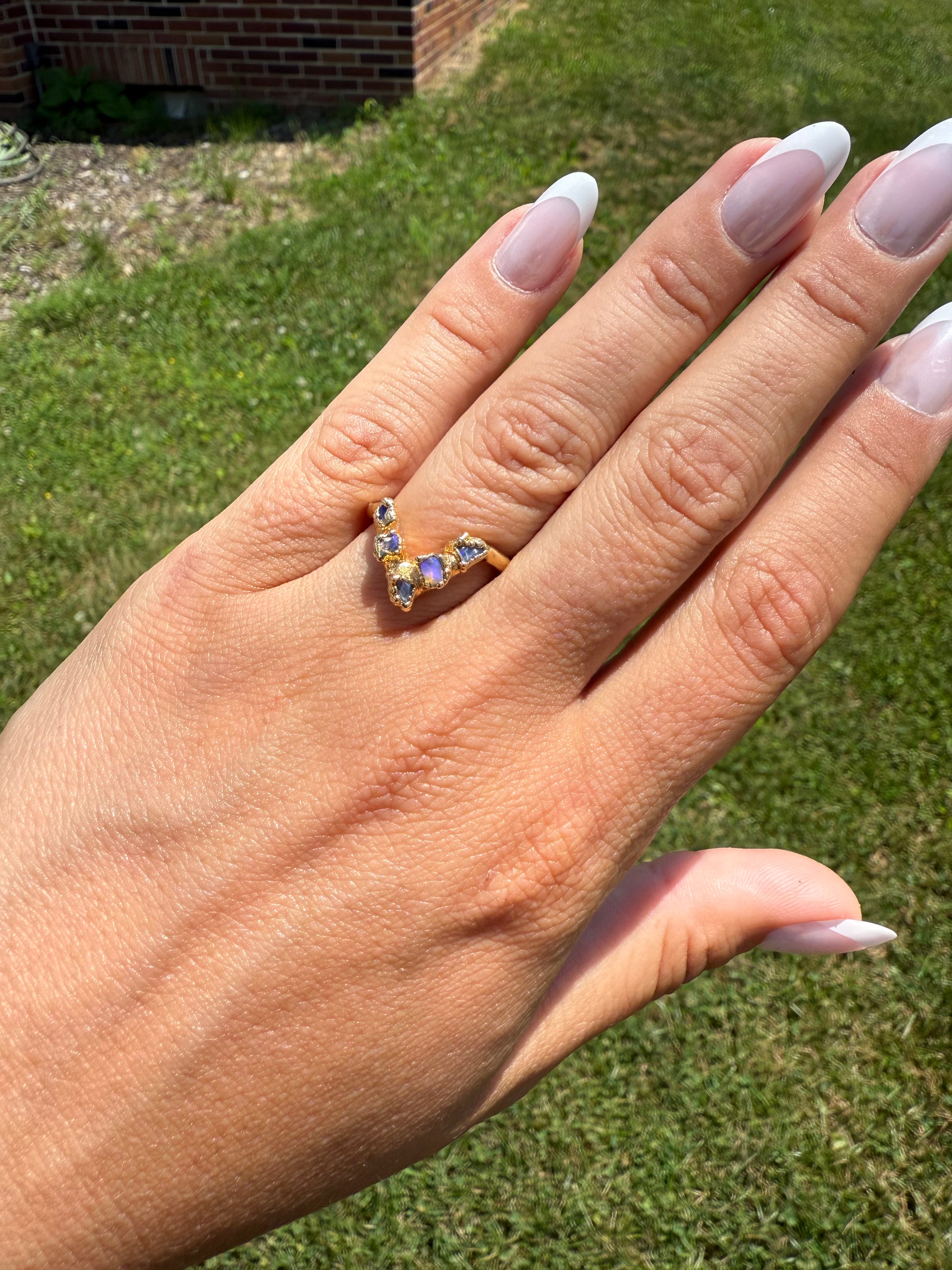 Opal Chevron Band Sterling Silver