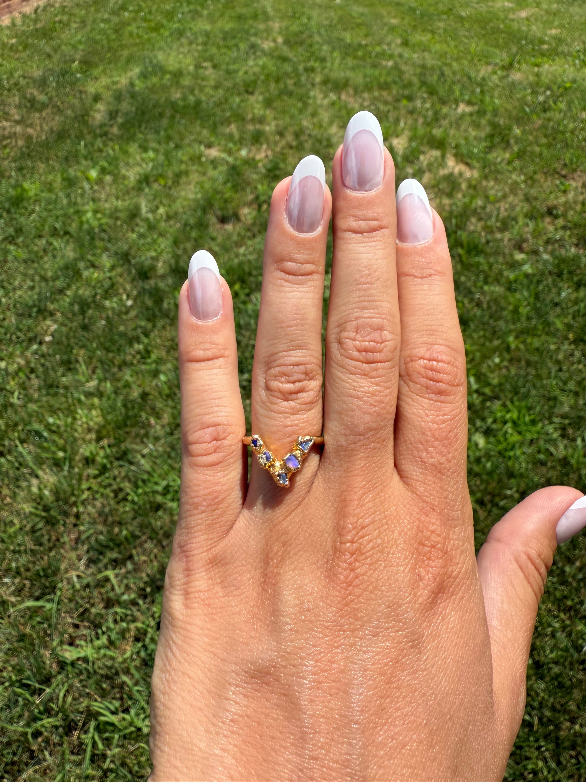 Opal Chevron Band Sterling Silver