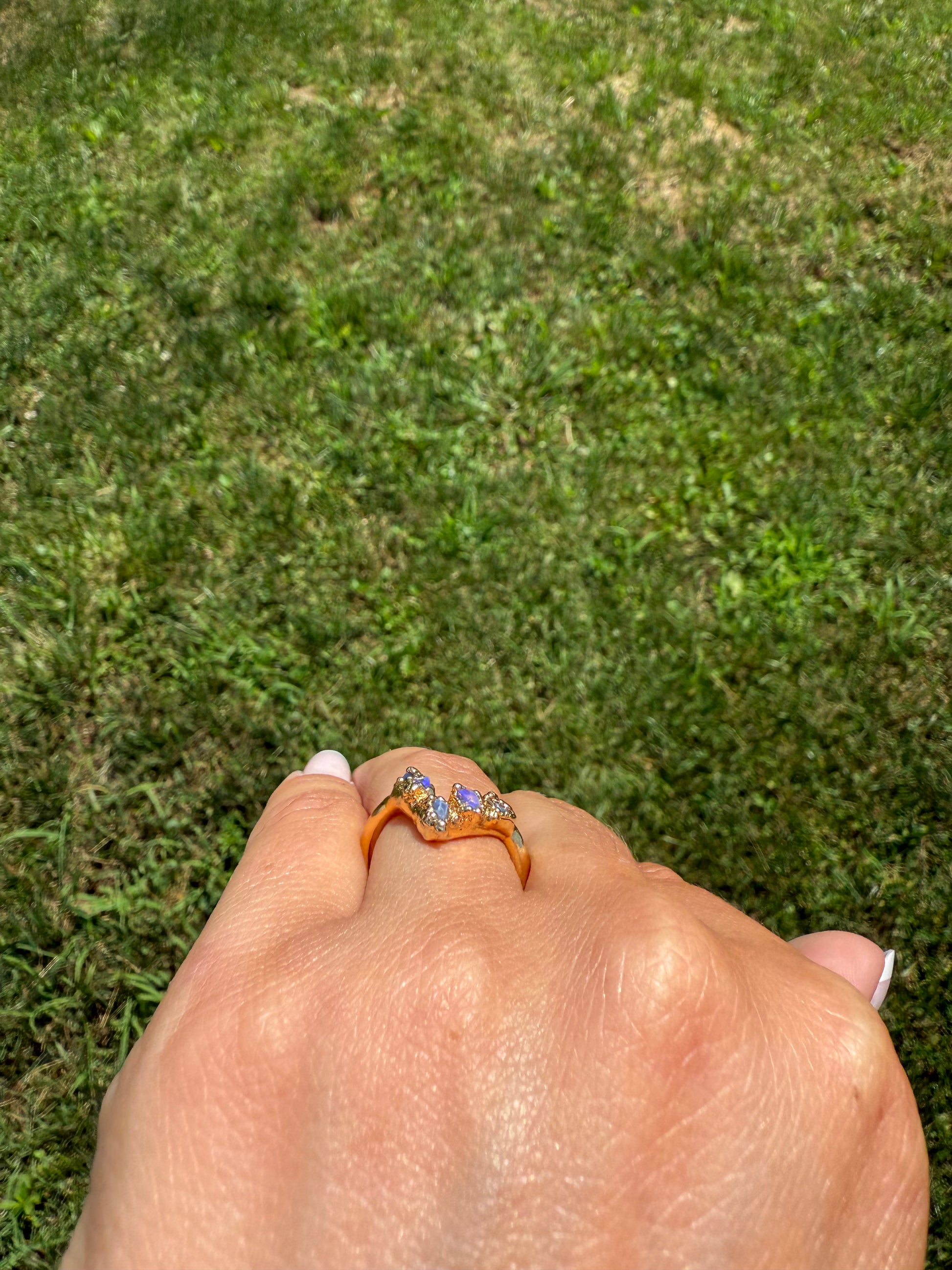 Opal Chevron Band Sterling Silver