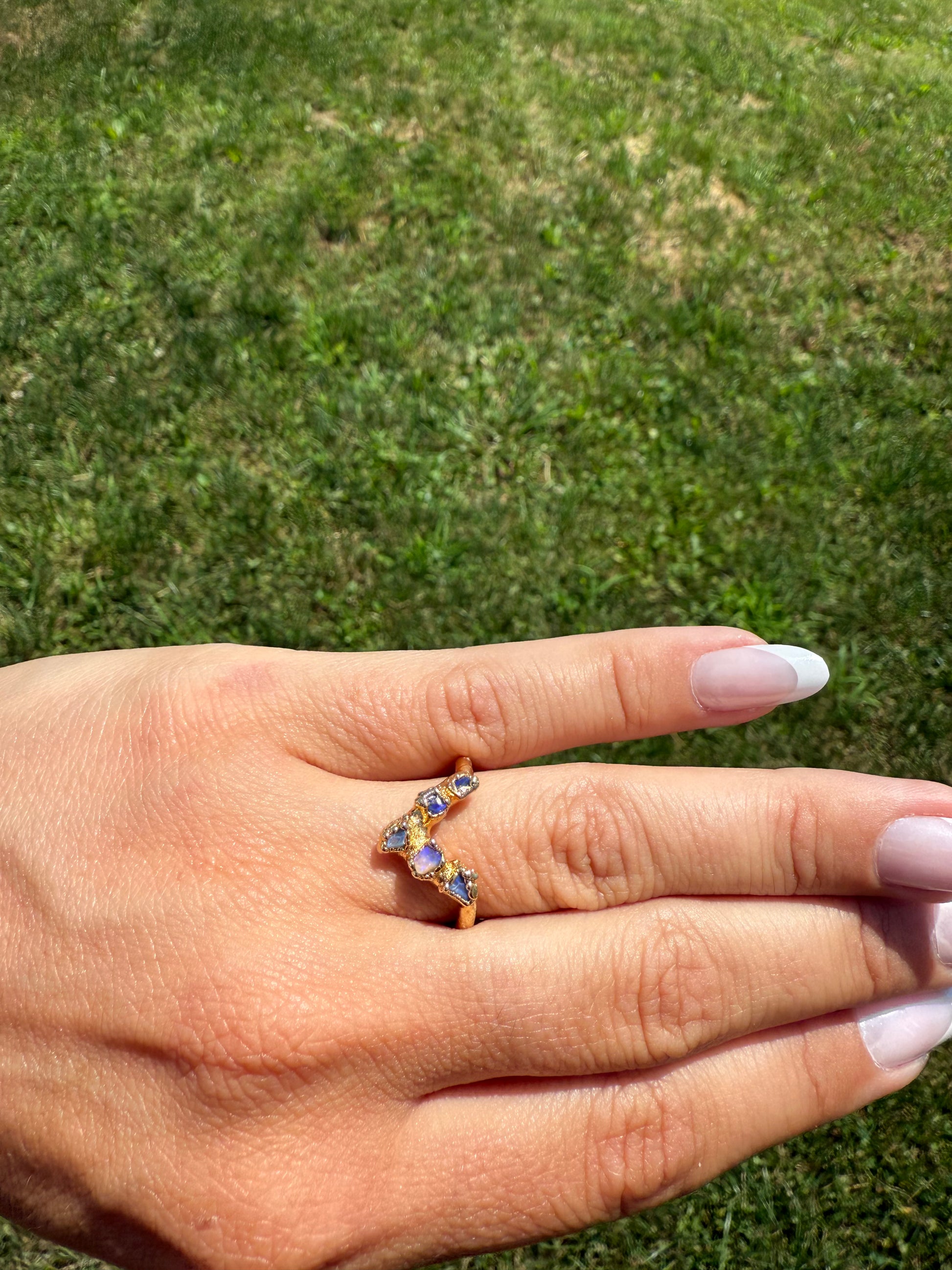 Opal Chevron Band Sterling Silver