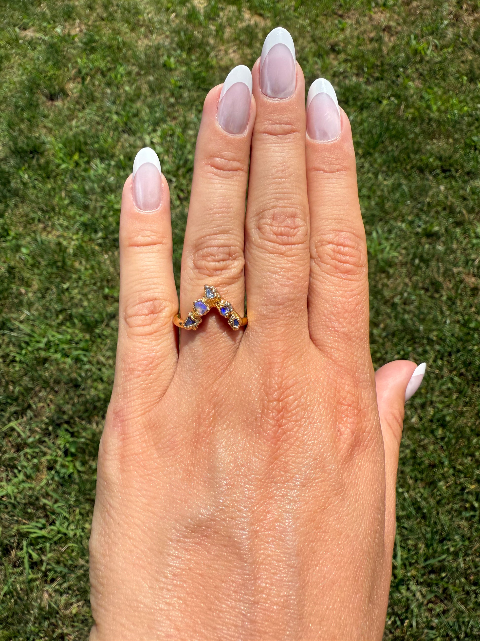 Opal Chevron Band Sterling Silver