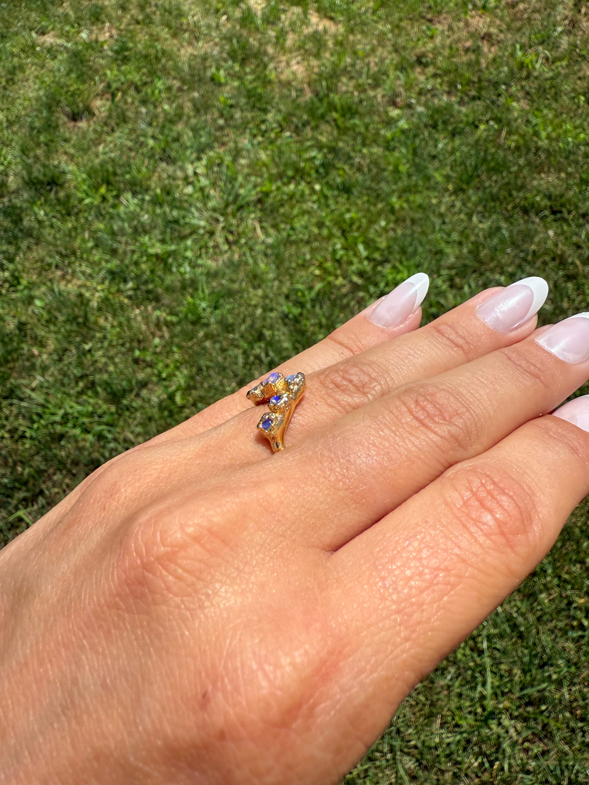 Opal Chevron Band Sterling Silver