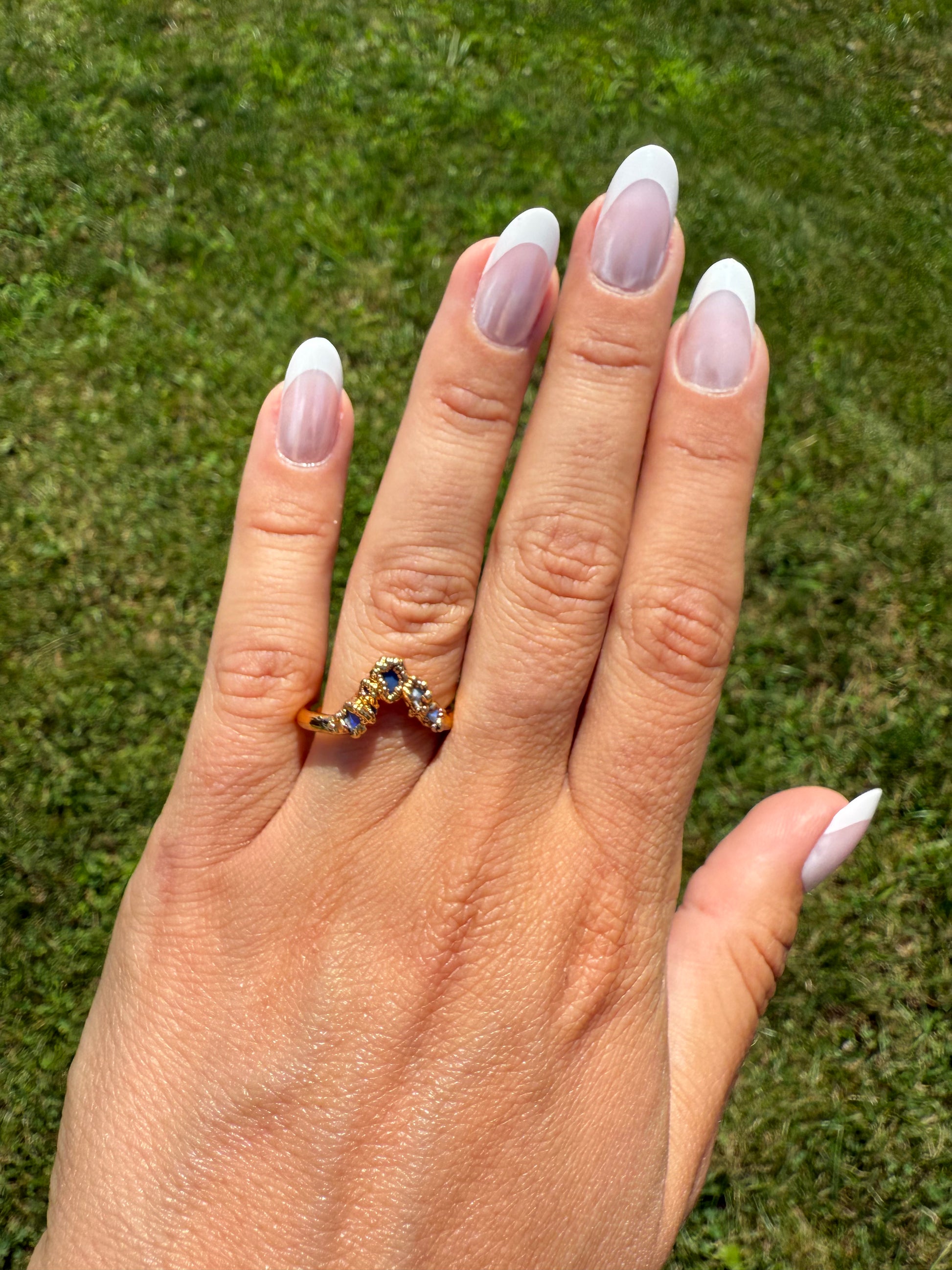 Opal Chevron Band in Yellow Gold