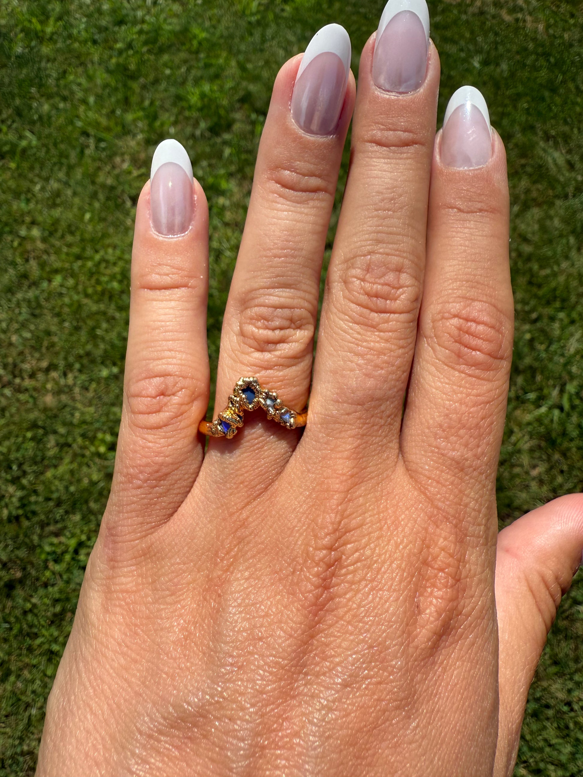 Opal Chevron Band in Yellow Gold