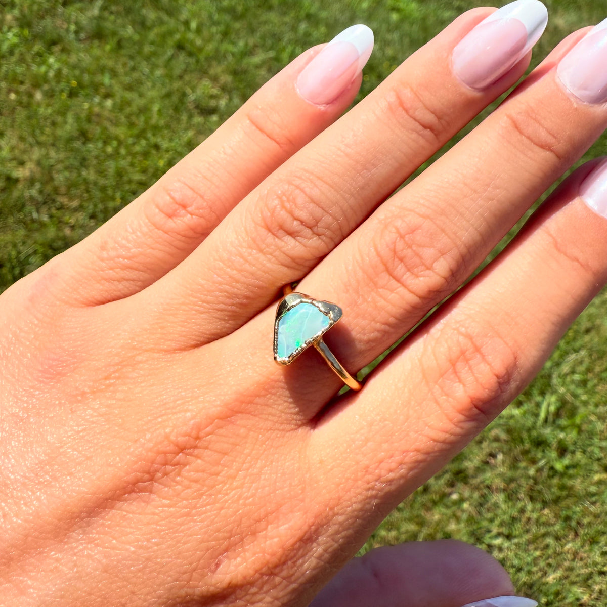 Opal Solitaire Ring in Yellow Gold