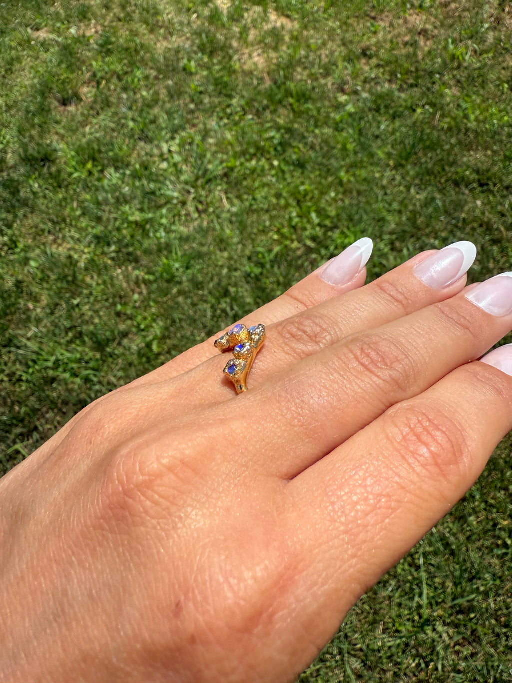 Opal Chevron Band Sterling Silver